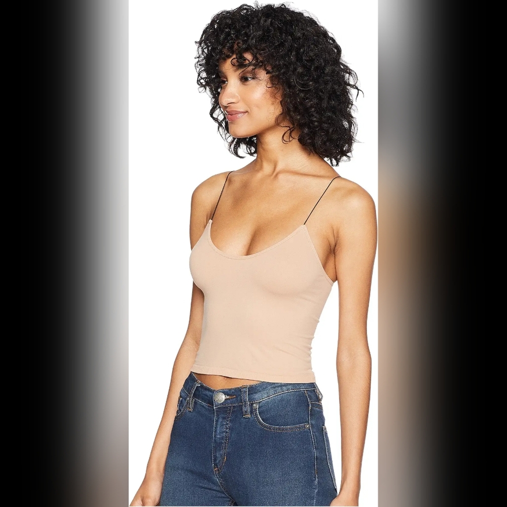 Free People Intimately Seamless Skinny Strap Crop Cami- Natural (m/l)